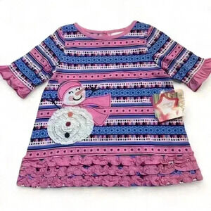 🌟5/$20🌟NWT- Nursery Rhymes Baby Girls Pink Snowman Dress Size 12M
